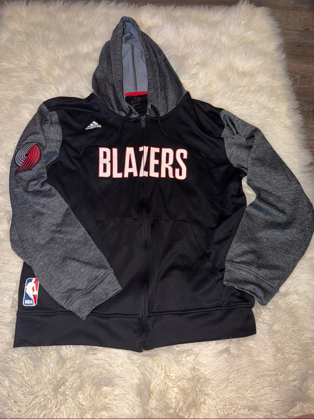 adidas Black & Gray Portland Blazers Full-Zip Hoodie